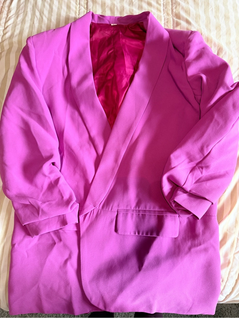 Women's Fuchsia Blazer Jacket - Classic Open Front
